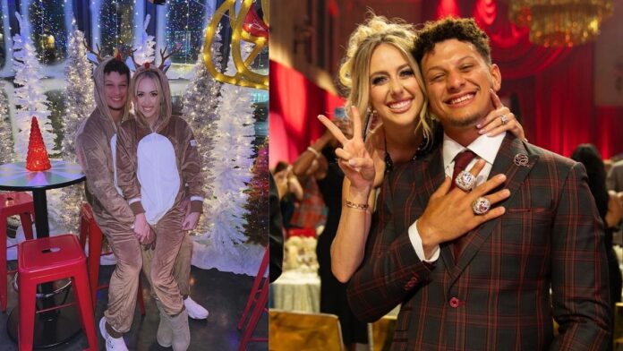 Patrick Mahomes and Brittany dress up for Christmas preparation photos ahead of Chiefs vs Packers